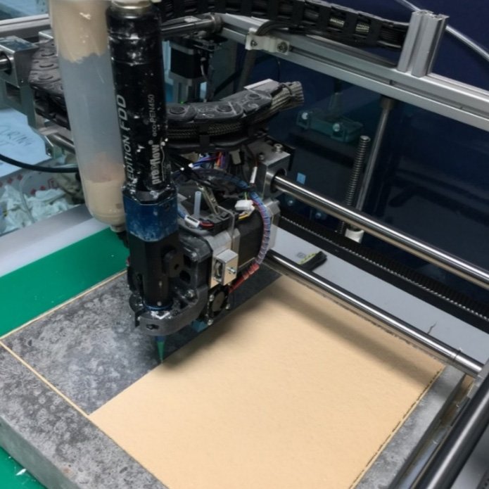 robotic machine printing self-sensing cement
