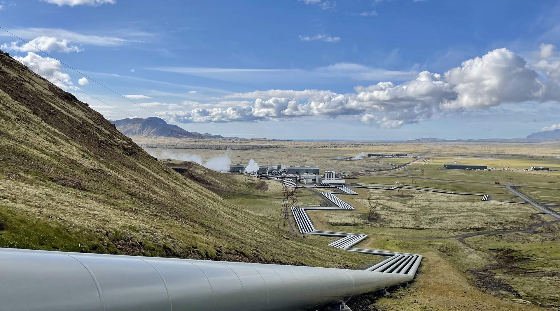 Geothermal energy plant in mountains
