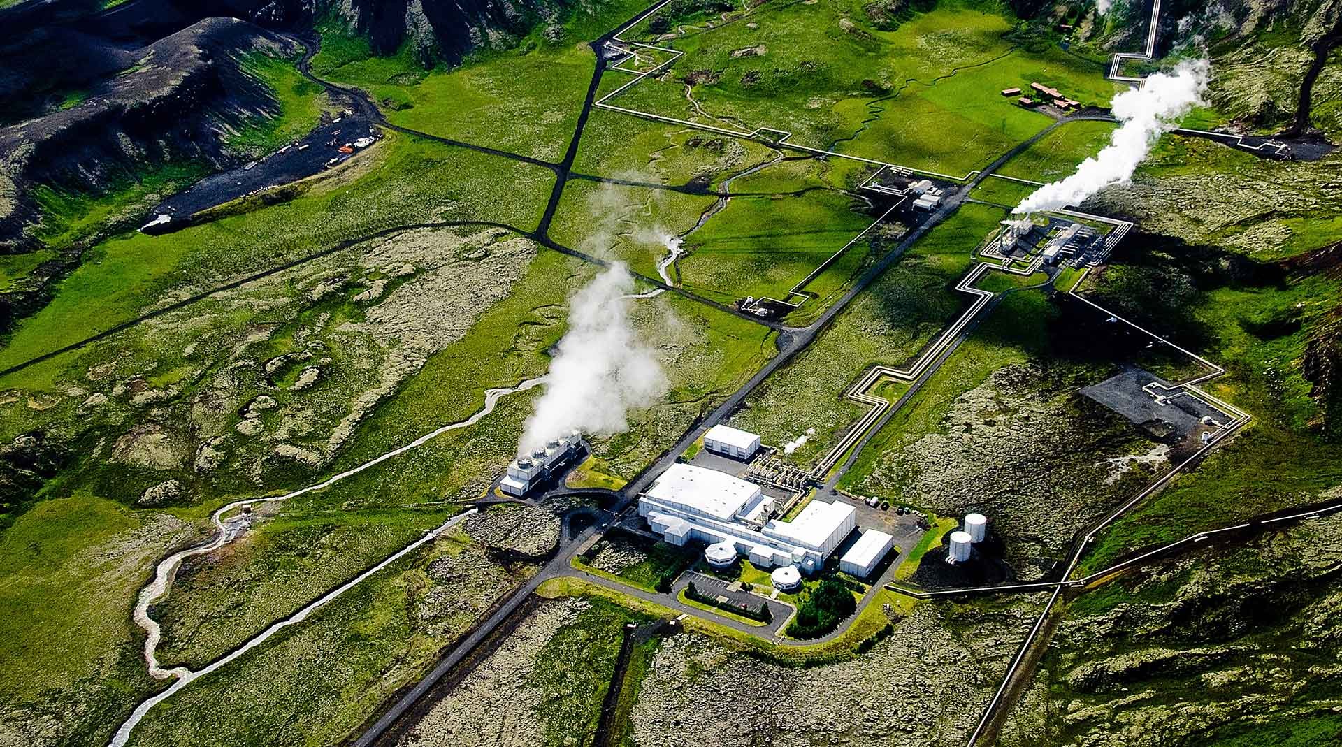 Geothermal energy plant from above
