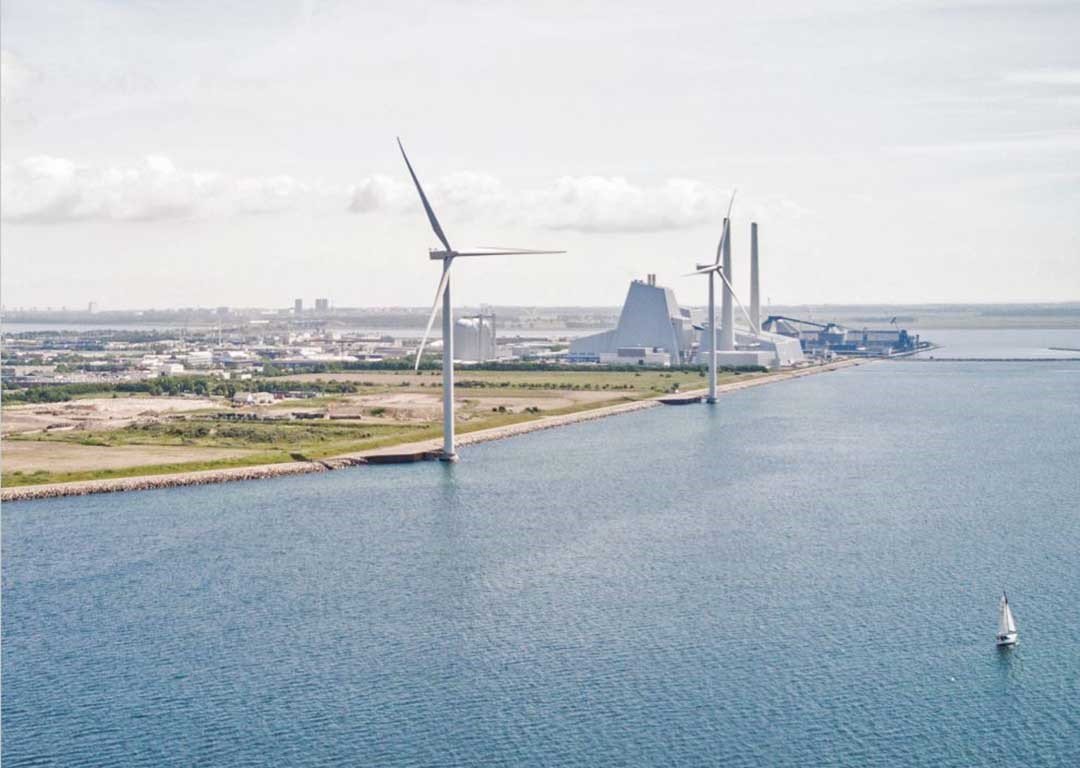 Wind mills near the shore