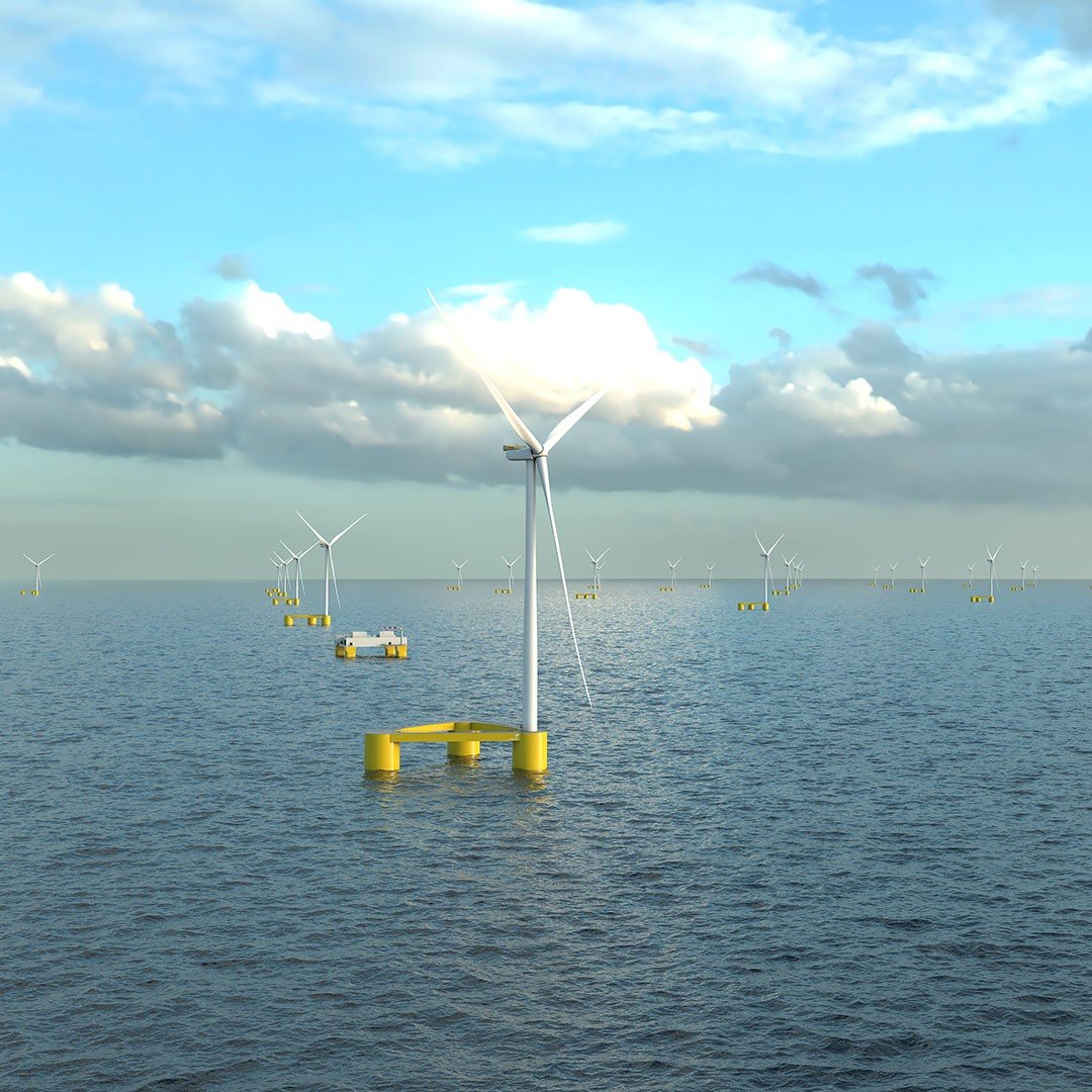 Equinor floating wind mill in the sea - visualisation
